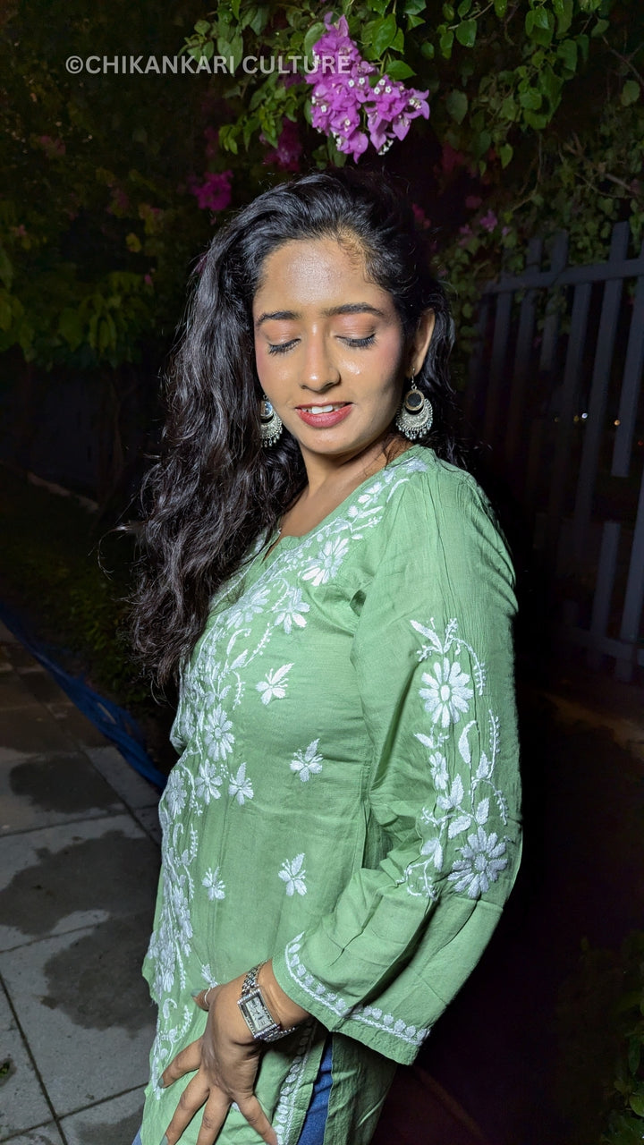 Zarah Modal Chikankari Solid Short Kurta