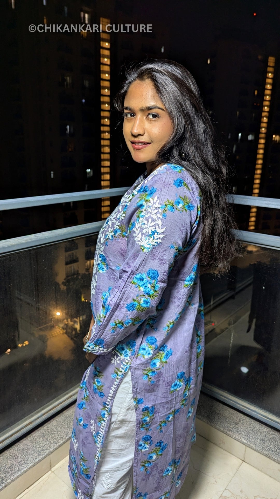 Aafna Chikankari Mulmul Cotton Printed Straight Kurta