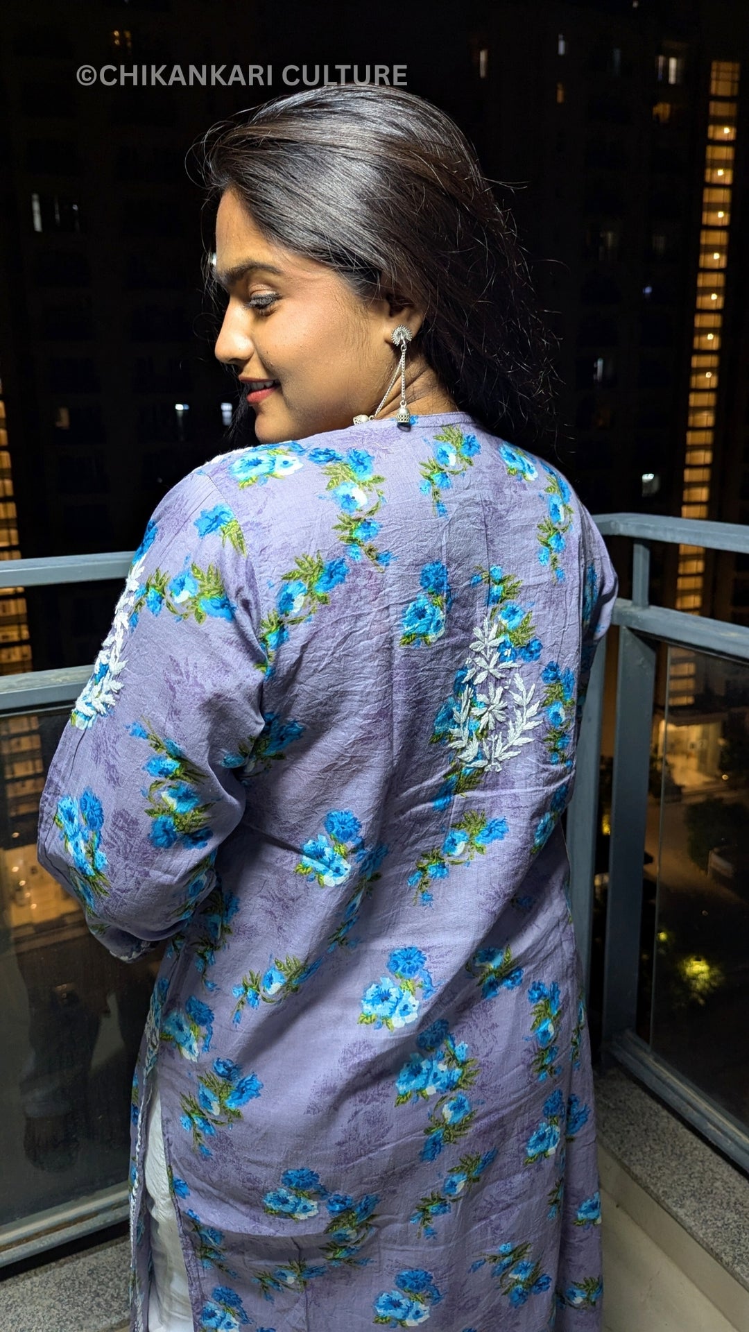 Aafna Chikankari Mulmul Cotton Printed Straight Kurta