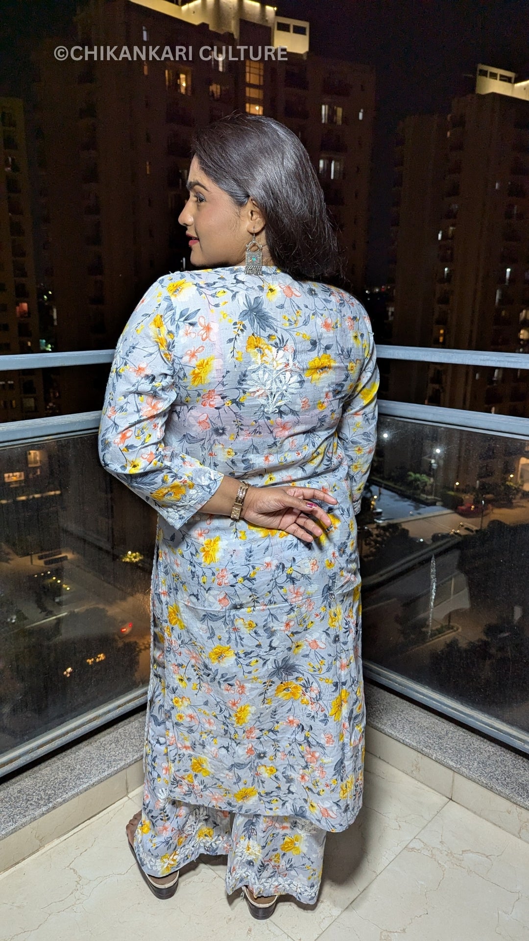Aarohi Chikankari Mulmul Cotton Printed Straight Kurta Set