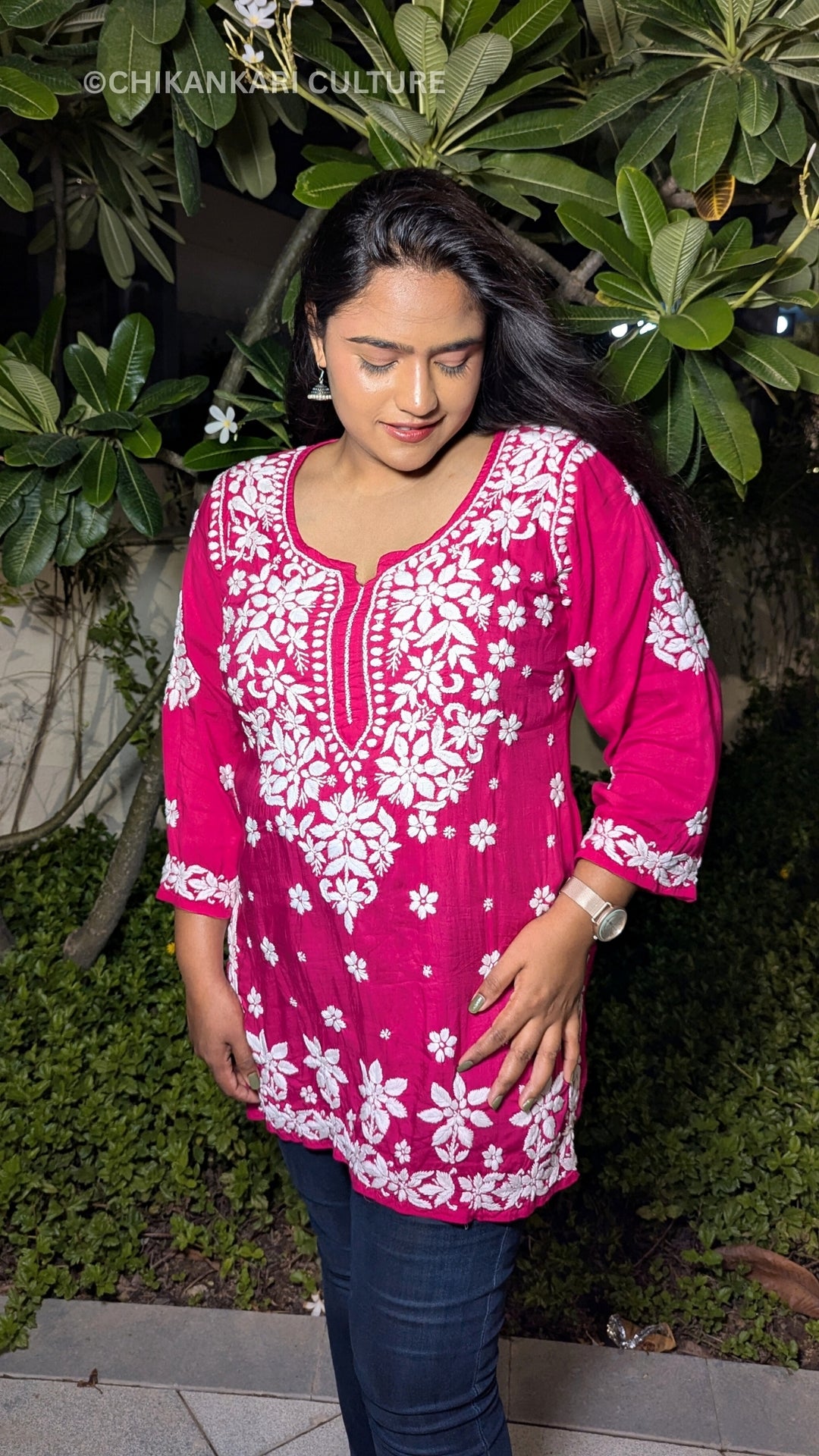 Sitara Modal 3D Chikankari Solid Short Kurta