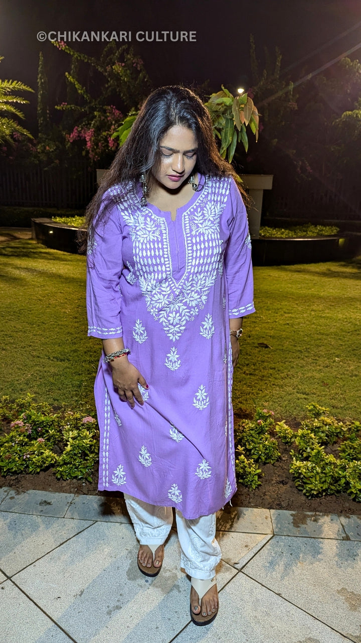 Heer Chikankari Rayon Straight Kurta