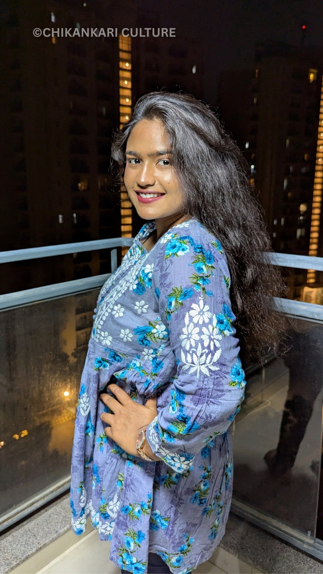 Chikankari Mulmul Short Gown