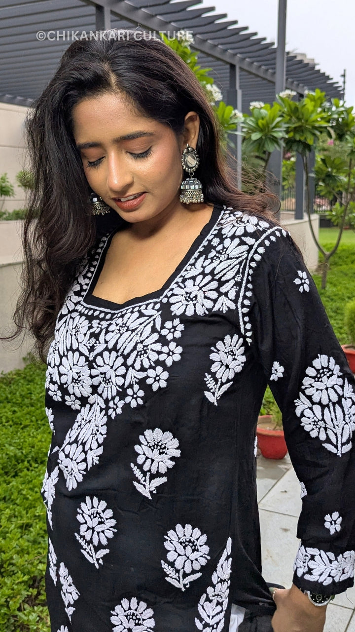 Aardhya Modal 3D Chikankari Straight Kurta