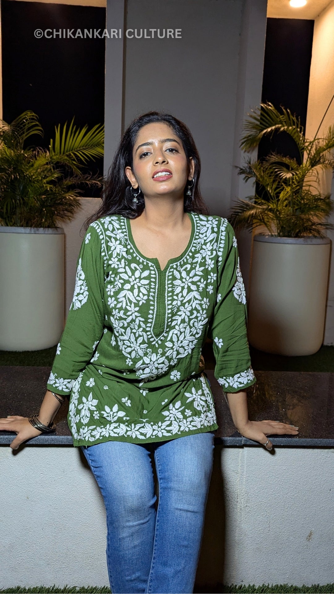 Sitara Modal 3D Chikankari Solid Short Kurta