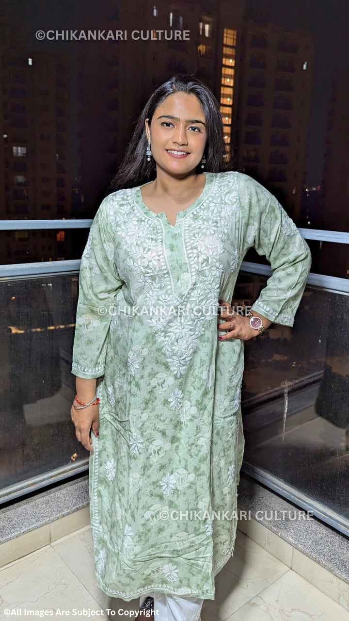 Mahira Chikankari Modal Printed Straight Kurta