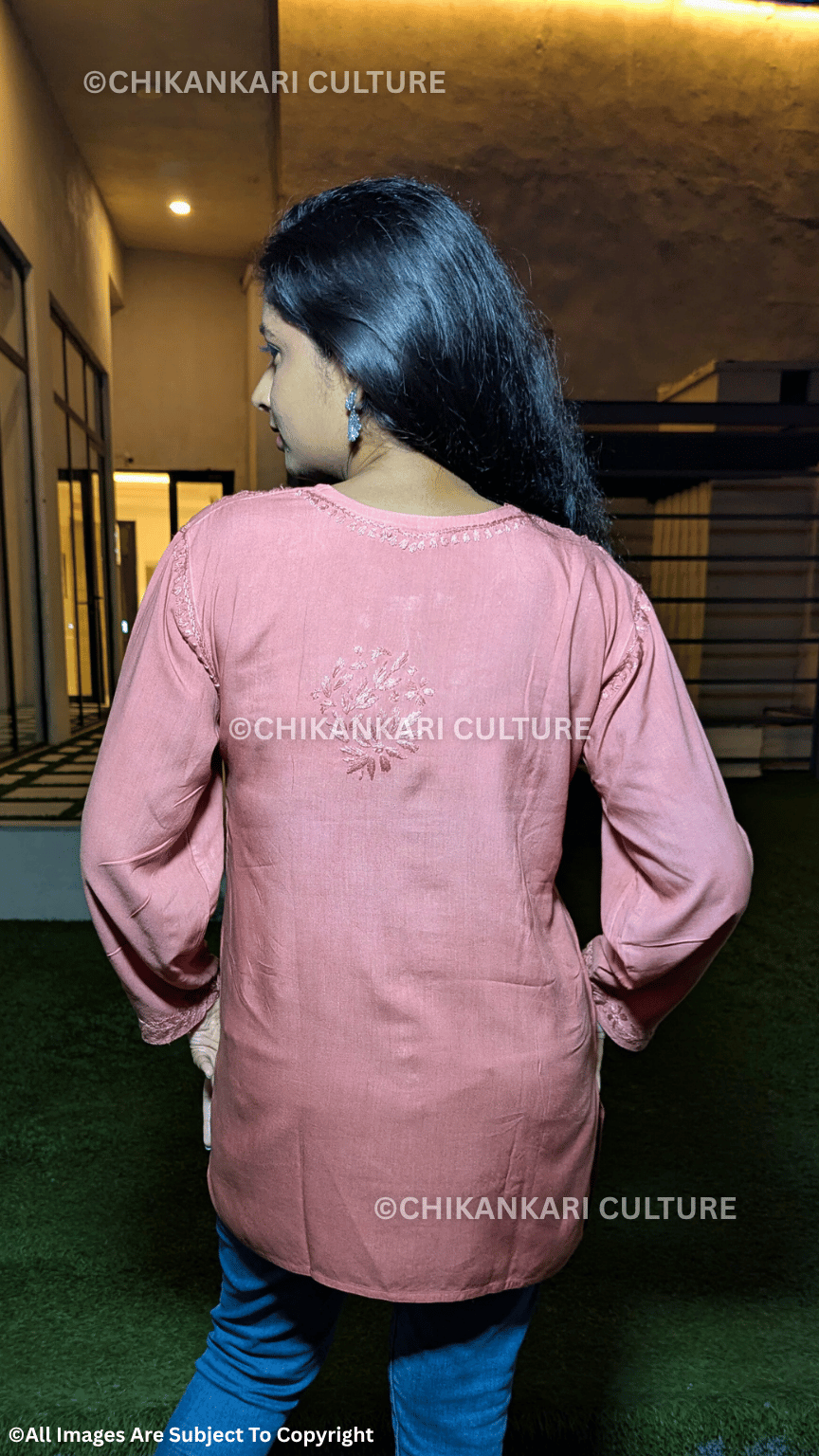 Kyra Chikankari Rayon Ombre Short Kurti