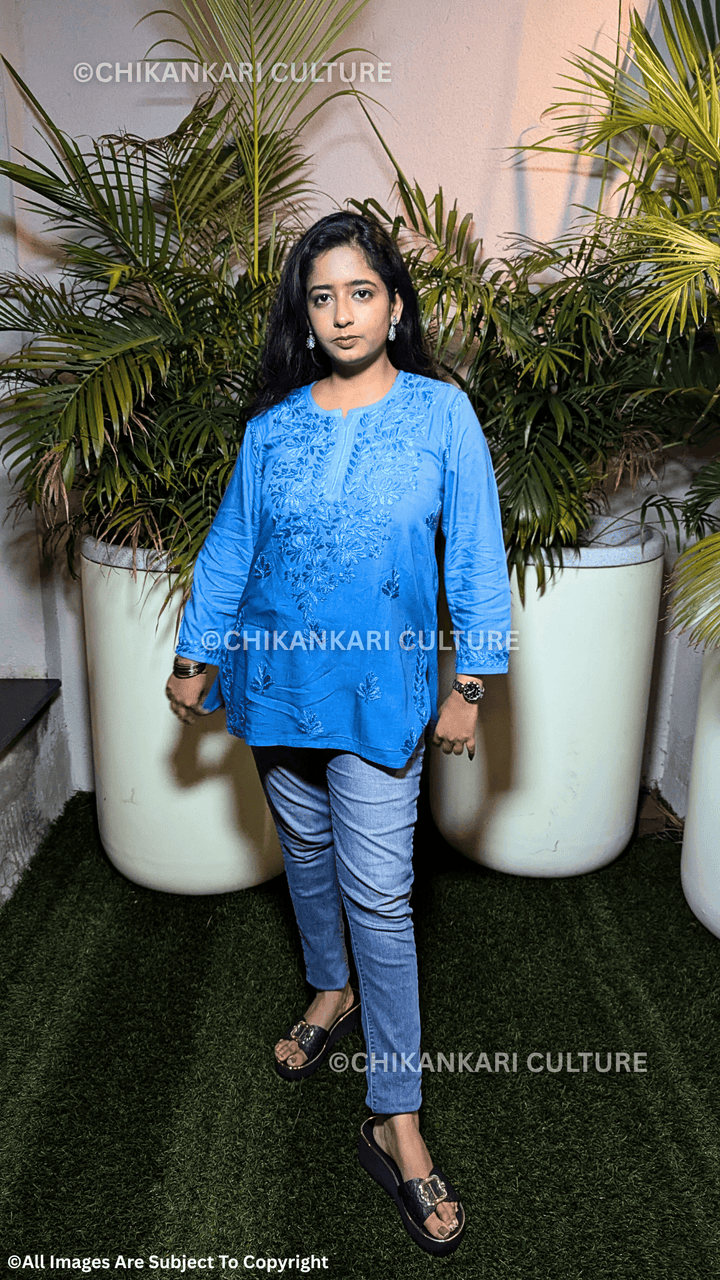 Kyra Chikankari Rayon Ombre Short Kurti