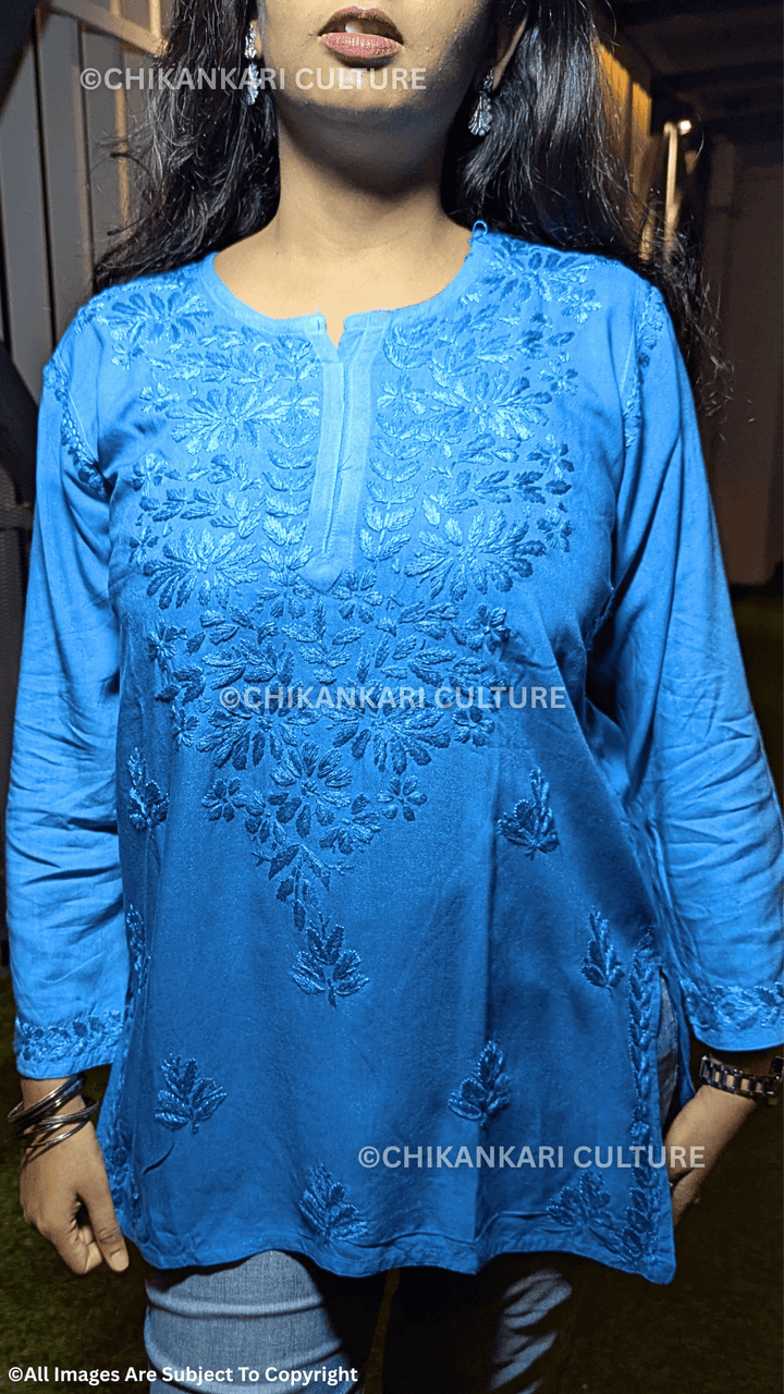 Kyra Chikankari Rayon Ombre Short Kurti