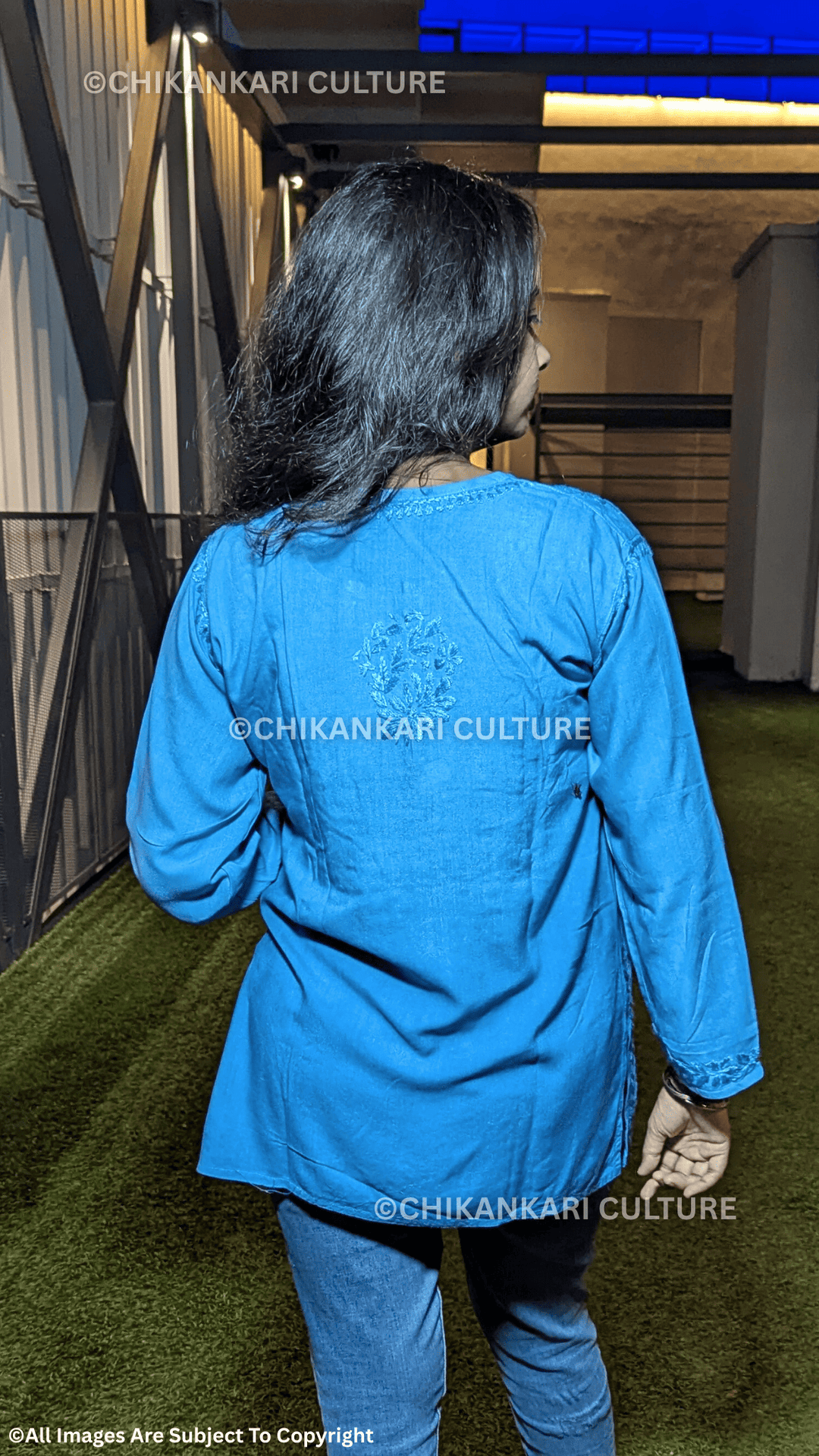 Kyra Chikankari Rayon Ombre Short Kurti