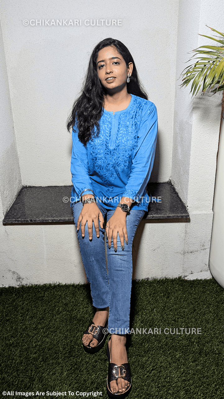 Kyra Chikankari Rayon Ombre Short Kurti
