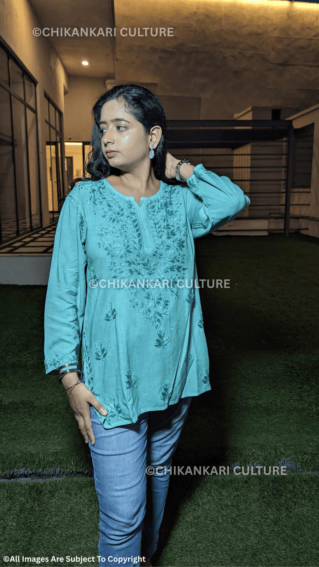 Kyra Chikankari Rayon Ombre Short Kurti