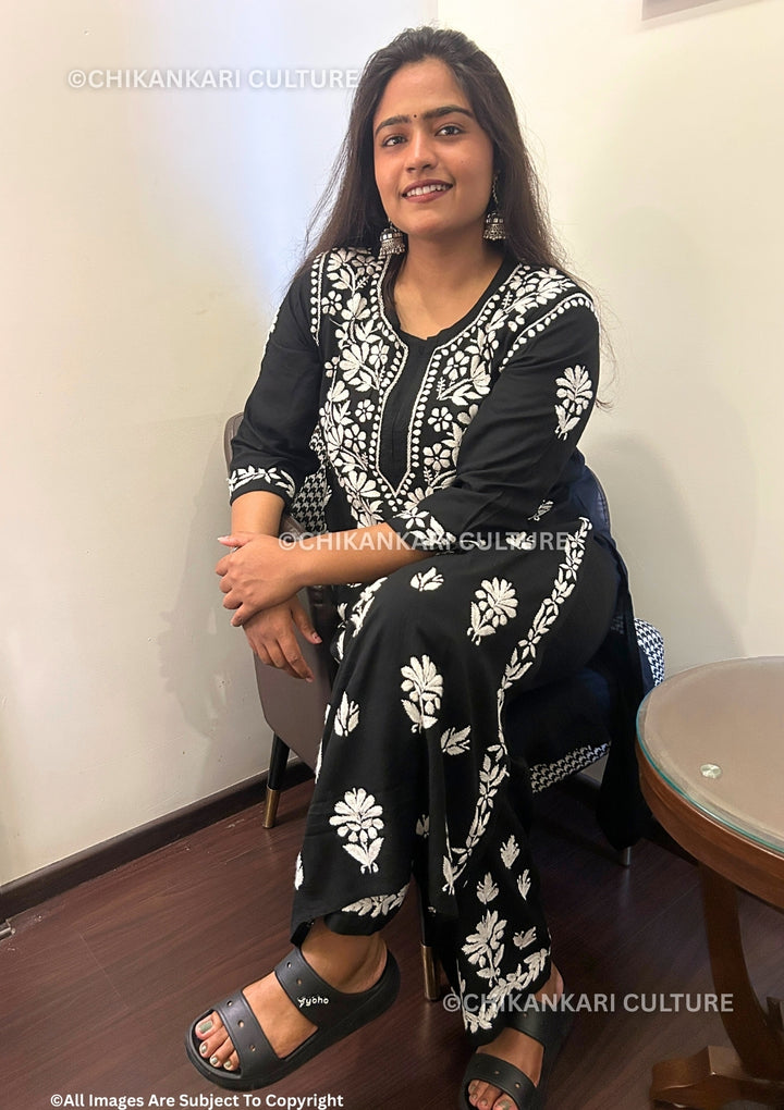 Soha Chikankari Rayon Straight Kurta Set