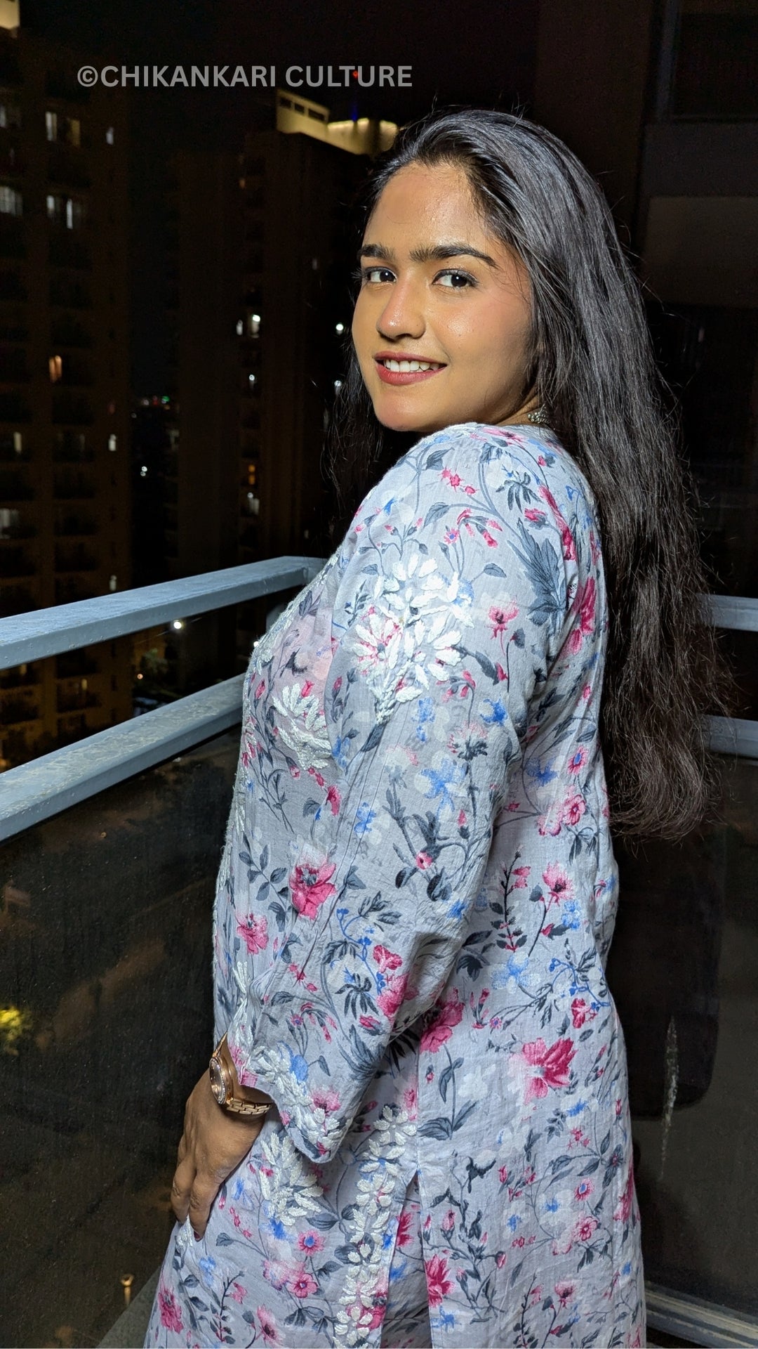 Aarohi Chikankari Mulmul Cotton Printed Straight Kurta Set