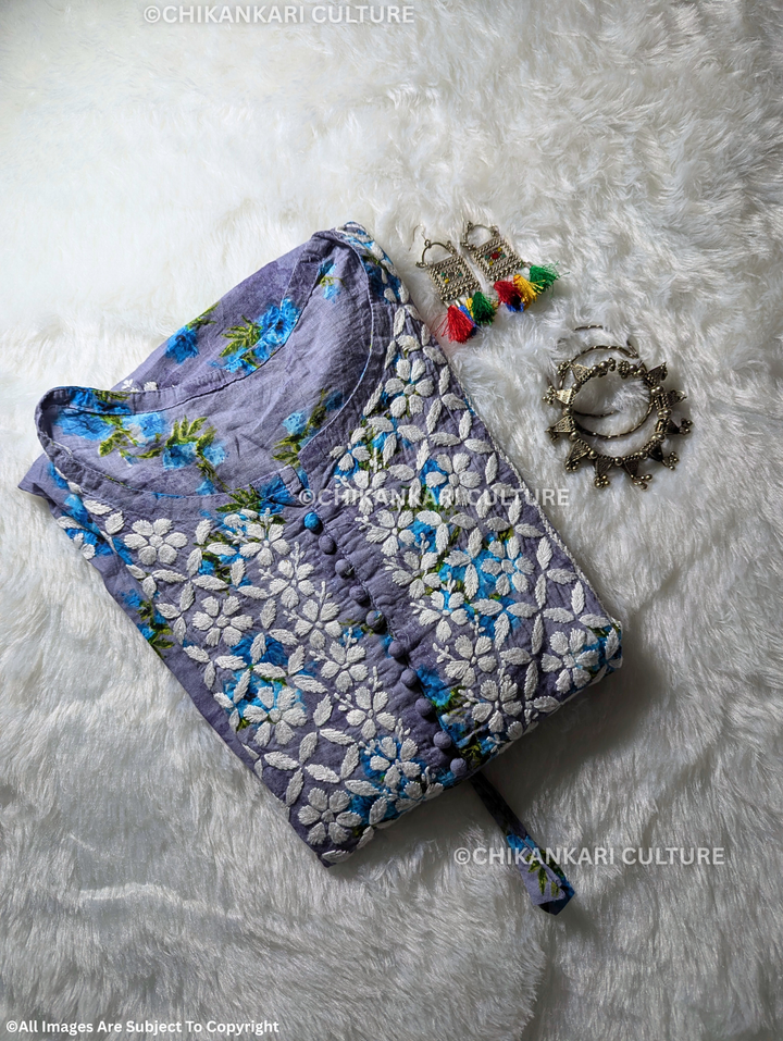Chikankari Mulmul Short Gown